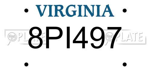 8PI497 Virginia License Plate