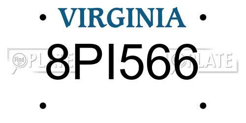 8PI566 Virginia License Plate