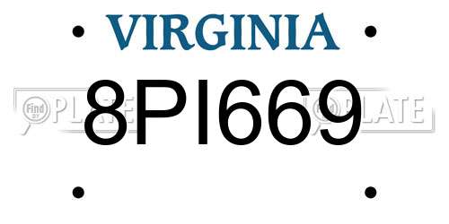 8PI669 Virginia License Plate