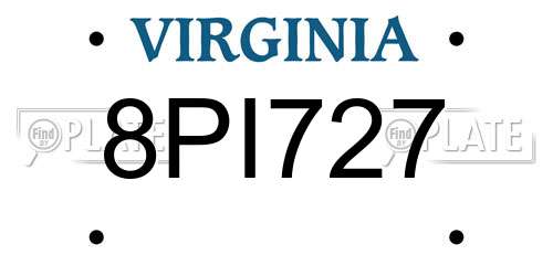 8PI727 Virginia License Plate