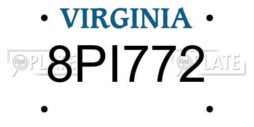 8PI772 Virginia License Plate