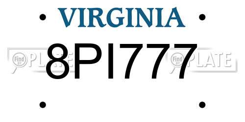 8PI777 Virginia License Plate