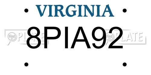 8PIA92 Virginia License Plate