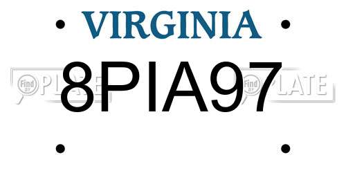 8PIA97 Virginia License Plate