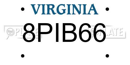 8PIB66 Virginia License Plate
