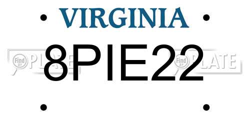 8PIE22 Virginia License Plate