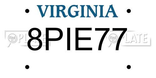 8PIE77 Virginia License Plate