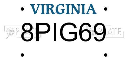 8PIG69 Virginia License Plate