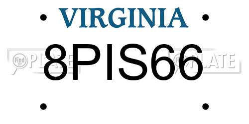 8PIS66 Virginia License Plate