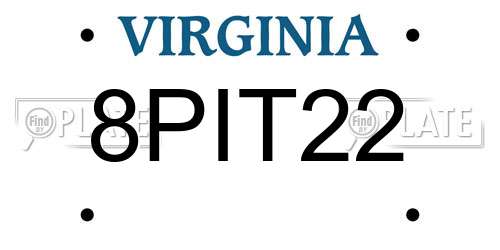 8PIT22 Virginia License Plate