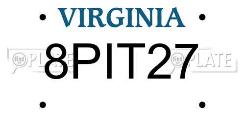 8PIT27 Virginia License Plate