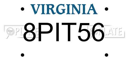 8PIT56 Virginia License Plate