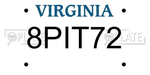 8PIT72 Virginia License Plate