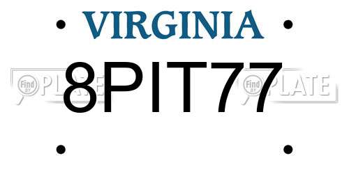 8PIT77 Virginia License Plate