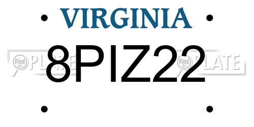 8PIZ22 Virginia License Plate