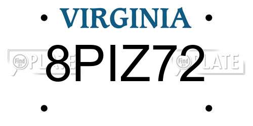 8PIZ72 Virginia License Plate