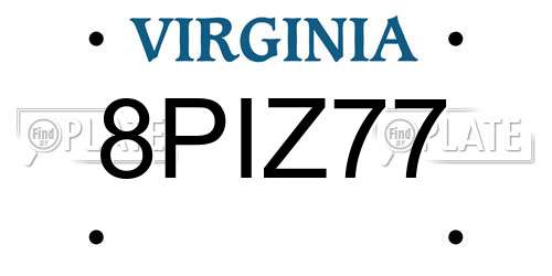 8PIZ77 Virginia License Plate