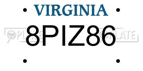 8PIZ86 Virginia License Plate