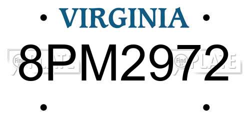 8PM2972 Virginia License Plate