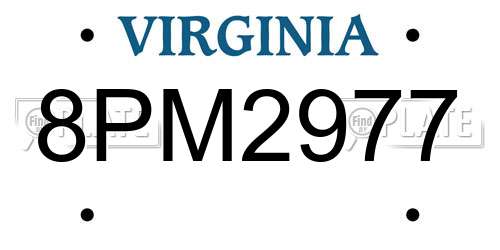 8PM2977 Virginia License Plate