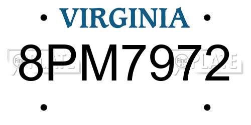 8PM7972 Virginia License Plate