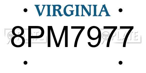 8PM7977 Virginia License Plate
