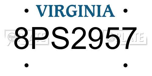 8PS2957 Virginia License Plate