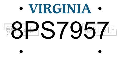8PS7957 Virginia License Plate