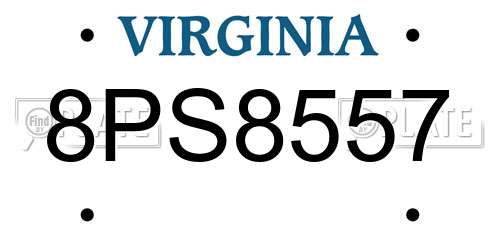 8PS8557 Virginia License Plate