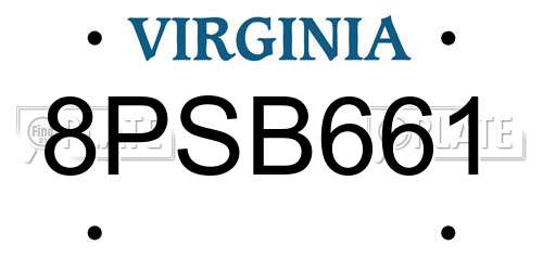 8PSB661 Virginia License Plate