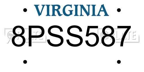 8PSS587 Virginia License Plate