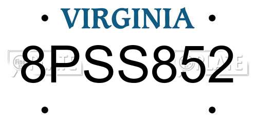 8PSS852 Virginia License Plate