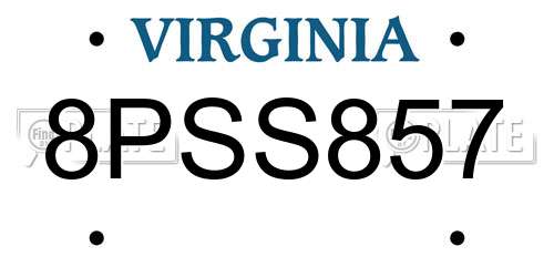 8PSS857 Virginia License Plate