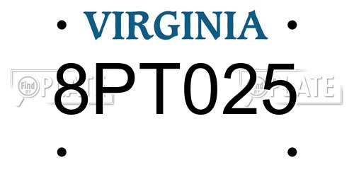 8PT025 Virginia License Plate