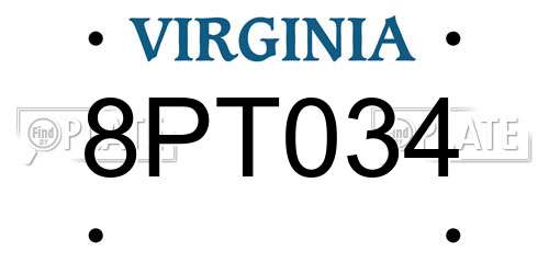 8PT034 Virginia License Plate