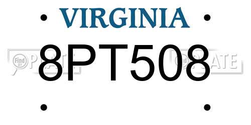 8PT508 Virginia License Plate