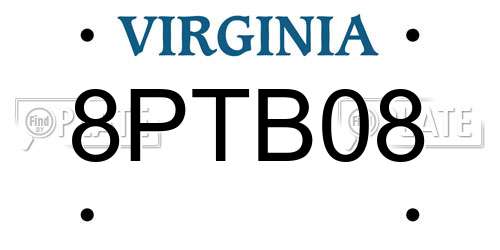 8PTB08 Virginia License Plate