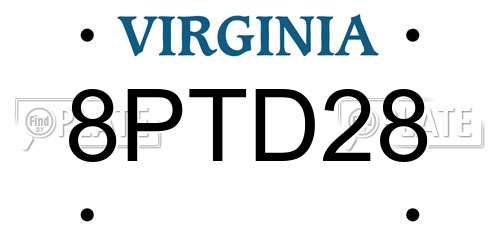 8PTD28 Virginia License Plate