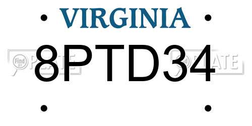 8PTD34 Virginia License Plate