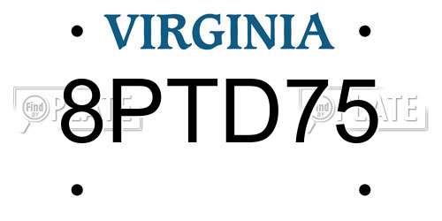 8PTD75 Virginia License Plate