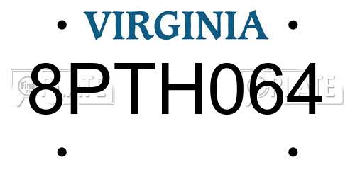 8PTH064 Virginia License Plate