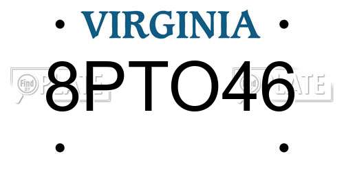 8PTO46 Virginia License Plate