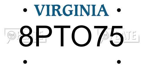 8PTO75 Virginia License Plate