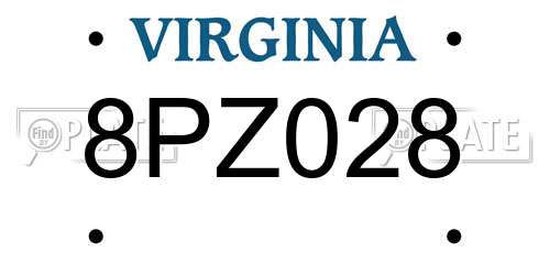 8PZ028 Virginia License Plate