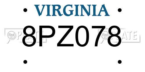8PZ078 Virginia License Plate