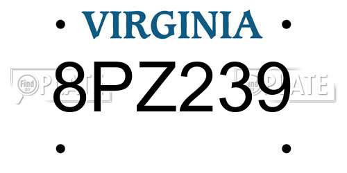 8PZ239 Virginia License Plate