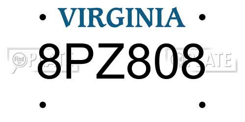 8PZ808 Virginia License Plate