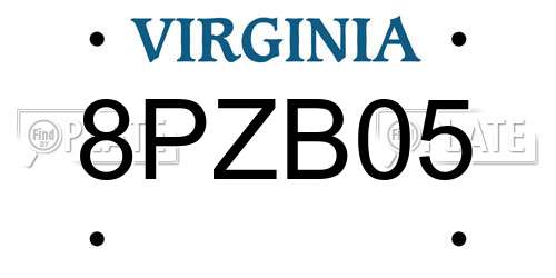 8PZB05 Virginia License Plate