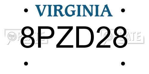 8PZD28 Virginia License Plate