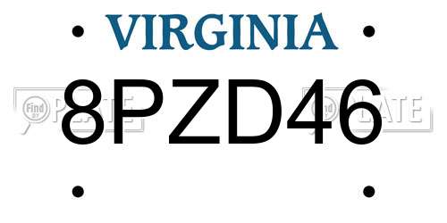 8PZD46 Virginia License Plate
